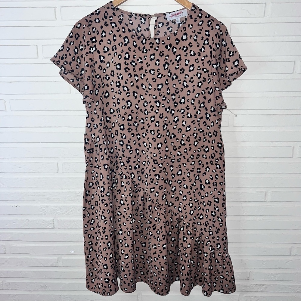 Hayden Brown Cheetah Animal Print Flowy Oversized Dress, Women’s Size Small